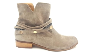 Skórzane Botki cappucino brąz 202M