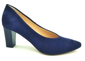 Piękne czółenka na słupku 7 cm 2042 Karollo Violli Granatowy zamsz
