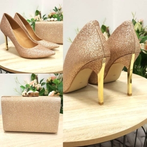 Piekne brokatowe szpilki Karollo Violli 207D