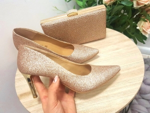 Piekne brokatowe szpilki 7 cm Karollo Violli 1519