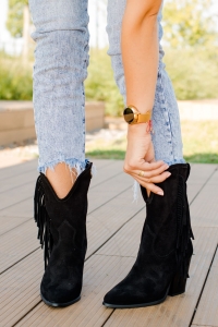 KOWBOJKI BOTKI SŁUPEK SKÓRA czarne 2813