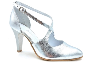 Piękne tancerki skóra ślubne Karollo Violli 592 689 srebrny kryształ