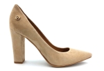 Pantofle na słupku 10 cm Karollo Violli 956 nude zamsz