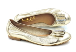 Baleriny 0760 Karollo Violli 0760 kryształki gumki złote