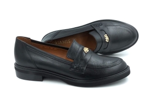 Skórzane Mokasyny półbuty Gamis  7411 czarny matowe