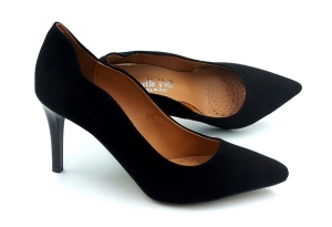 Czółenka na szpilce 8 cm Karollo Violli 2217 czarny zamsz