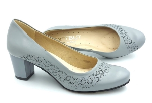 Piękne czółenka na słupku 6 cm 1429 popiel