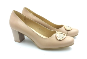 Piękne czółenka na słupku 5 cm 1444 beż