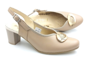 Piękne z odkrytą piętą czółenka na słupku 5 cm 1445 Beż