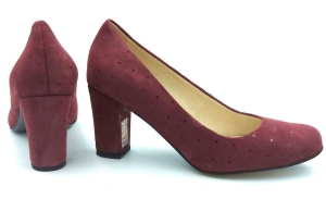 Piękne pantofle na słupku Karollo Violli 979 bordowe