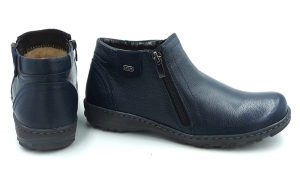 Skórzane Botki 207 granatowe
