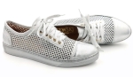 Skórzane dziurkowane bardzo miękkie oryginalne półbuty srebrne 2894