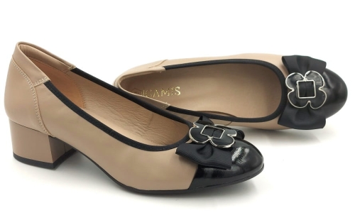 Czółenka na słupku 4 cm Gamis 7737 beż (2).jpg