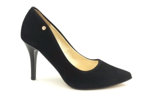 Czółenka na obcasie 9 cm Karollo violli 2169 czarny zamsz