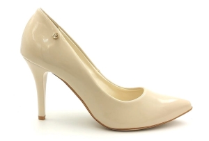 Czółenka na obcasie 9 cm Karollo violli 2169 beż lakier