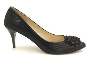 Czółenka na obcasie 7 cm Karollo Violli 186 czarny
