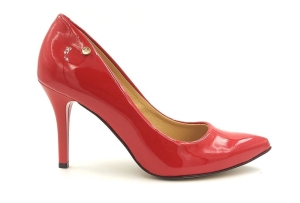 Czółenka na obcasie 9 cm Karollo violli 2169 czerwony lakier