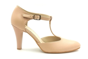 Czółenka zapinane tancerki skóra beż Karollo Violli 592