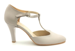 Czółenka zapinane tancerki skóra szary Karollo Violli 592