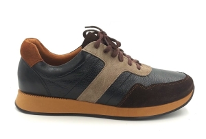 Sneakersy męskie Półbuty skórzane  czarny 1290 brąz