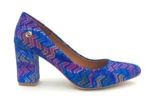 Piękne czółenka na słupku 7 cm 2031 Prestige szafir tęczowy