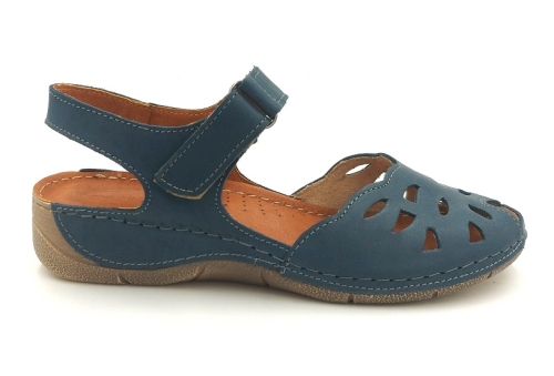 Sandały damskie skórzane zapinane Miękka wkładka oraz miękka cholewka 862 niebieskie (1).jpg