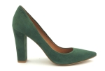 Pantofle na słupku 10 cm Prestige 956 zielony zamsz