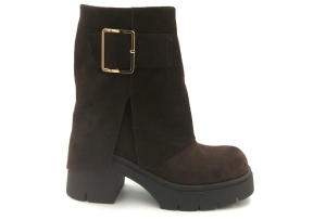 Botki workery gruba podeszwa 3912 brąz czekolada