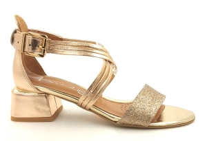 Piękne sandały na słupku 3 cm Karollo Violli  2071 złote