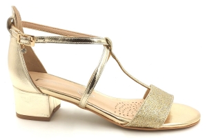 Piękne sandały na słupku 3 cm Karollo Violli  2072 złote