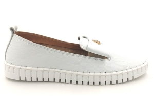 Miękkie Lekkie Półbuty skórzane wsuwane klasyczne z kokardą 3859 biały