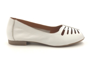 Baleriny Maciejka P7541 skórzane Ażurowe Otwarty Nosek Białe