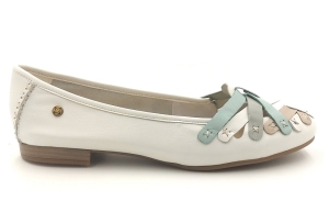 Maciejka Baleriny Skórzane Pastelowe Zdobienia P7542 biały