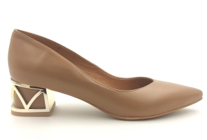 Piękne czółenka na słupku 3 cm 2230 Karollo Violli toffi złoty