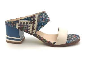 Klapki na słupku 6 cm Maciejka K7522 beż