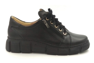 Półbuty Wiązane z suwakiem skórzane Kinga 166 czarny