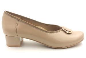 Pantofle damskie Czółenka na słupku 3 cm miękkie 1717 beż nude