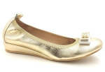 Baleriny damskie Złote skórzane Polskie Prestige 2236