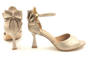 Sandały na obcasie 7 cm Lewski 3803 złoty