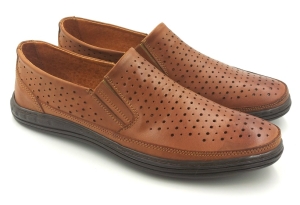 Buty Męskie skórzane Polskie Półbuty Polbut 2106 brąz dziurkowane