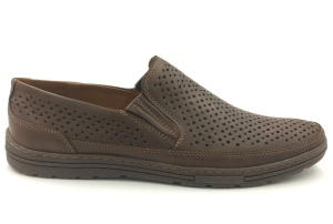 Męskie półbuty dziurkowane wsuwane letnie 611 brąz