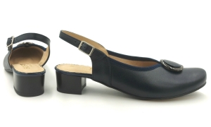 Czółenka damskie odkryta pięta na słupku 3 cm 1733 granatowe