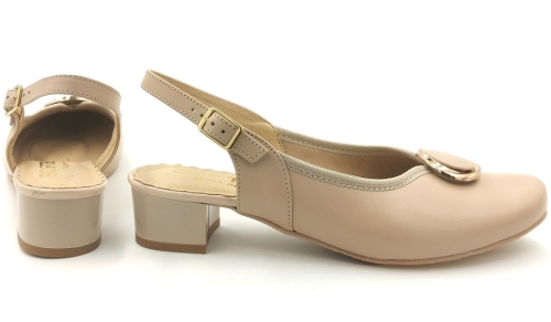 Czółenka damskie odkryta pięta na słupku 3 cm 1733 beżowe (1).jpg