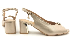 Piękne sandały Lewski 2802 platyna NA SŁUPKU ZABUDOWANE MIEKKIE