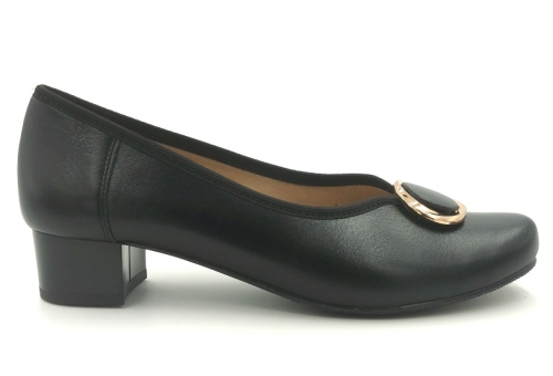 Pantofle damskie Czółenka na słupku 3 cm miękkie 1717 czarny (1).jpg