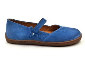 Baleriny barefoot damskie skórzane Piękne czółenka z paskiem B2 niebieskie