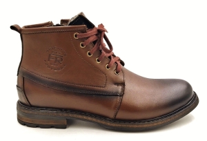  Buty męskie Trzewiki Wiązane na suwak z boku skórzane Franko 408 brąz